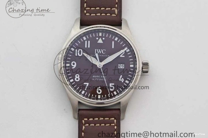 MIROTIME 1226 HighQuality Mark XVIII IW327010 SS M+F 1:1 Best Edition Brown Dial on Brown Leather Strap A 7049